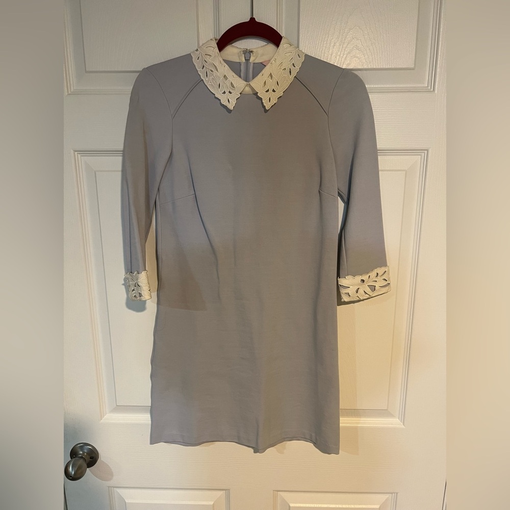 NWOT Ted Baker Periwinkle Dress with Cream Lace Details